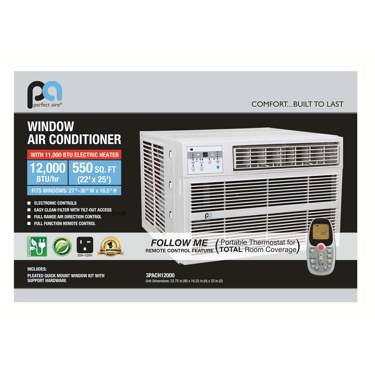 Perfect Aire 12000 BTU Window Air Conditioner W/Heat W/Remote 2 Perfect Aire 12000 BTU Window Air Conditioner W/Heat W/Remote - Image 2