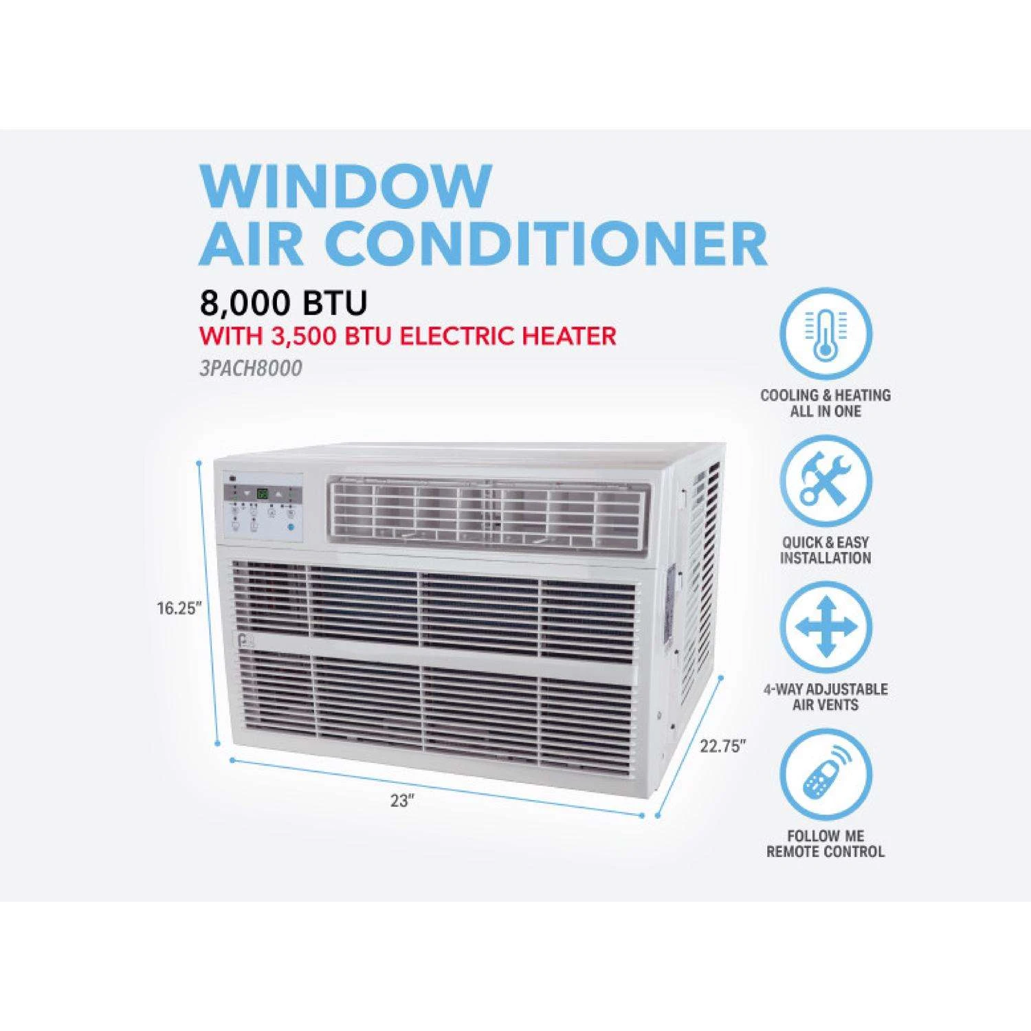 Perfect Aire 8000 BTU Window Air Conditioner W/Heat W/Remote 6 Perfect Aire 8000 BTU Window Air Conditioner W/Heat W/Remote - Image 6