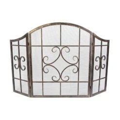Panacea Open Hearth Brown Brushed Steel Fireplace Screen