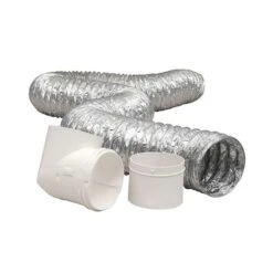 Dundas Jafine ProFlex 4 In. D Silver/White Aluminum/Plastic Dryer Vent Kit